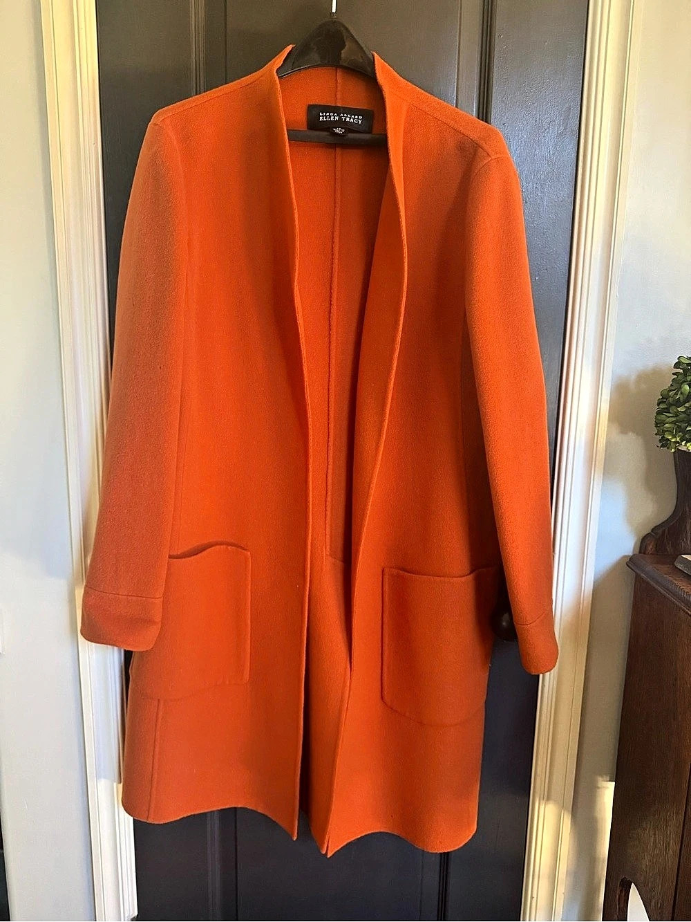 Ellen Tracy Orange Wool Coat Size 14
